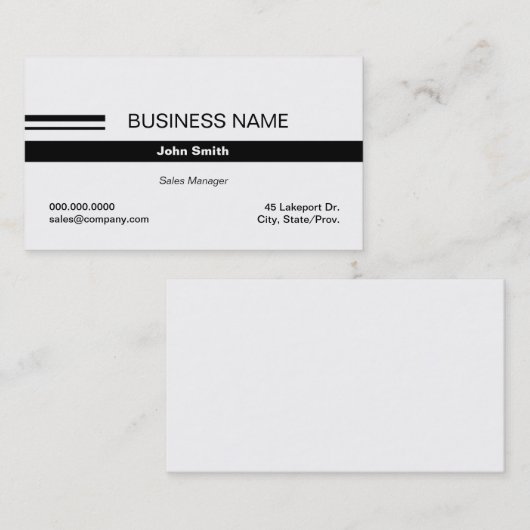 Eenvoudige zwarte en witte Visitekaartjes (Voorkant / Achterkant)