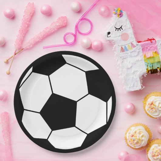 Eenvoudige zwarte en witte Voetbal Papieren Bordje (Feest)