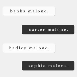 Eenvoudige zwarte en witte waterdichte naam labels