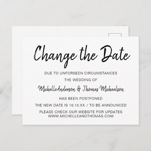 Eenvoudige zwarte en witte wijziging van de datum aankondigingskaart (Voorkant / Achterkant)