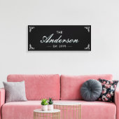 Eenvoudige zwarte familie Gewaarborgd Familienaam  Canvas Afdruk (Insitu (Woonkamer))