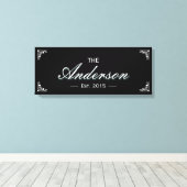 Eenvoudige zwarte familie Gewaarborgd Familienaam  Canvas Afdruk (Insitu (Houten vloer))