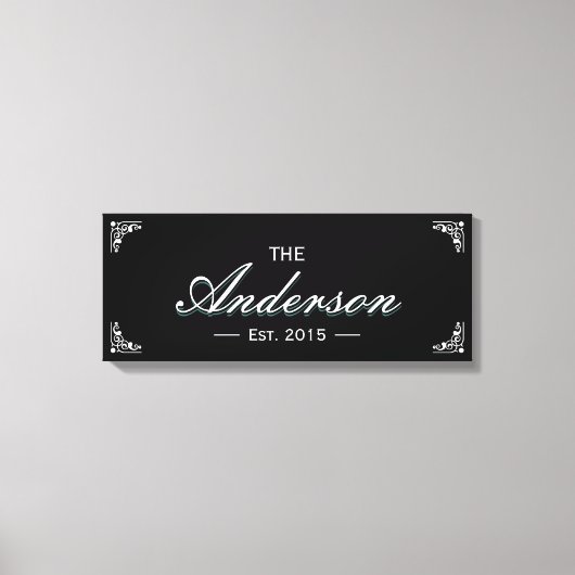 Eenvoudige zwarte familie Gewaarborgd Familienaam  Canvas Afdruk (Voorkant)