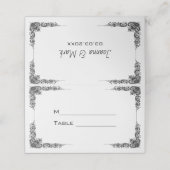 Eenvoudige Zwarte Floral grens Plaatskaartje (Buitenkant ongevouwen)