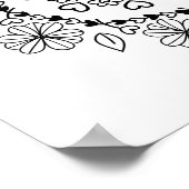 Eenvoudige zwarte florale mandala tegen een witte  poster (Hoek)