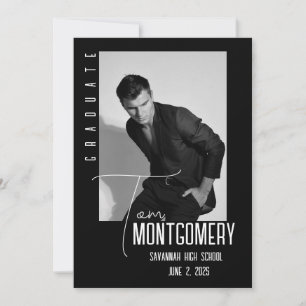 Eenvoudige zwarte foto Afstuderen aankondiging