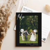 Eenvoudige zwarte foto modern dank u briefkaart