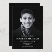 Eenvoudige zwarte foto verjaardag kaart (Voorkant / Achterkant)