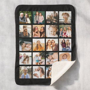 Eenvoudige Zwarte Fotocollage 20 Afbeelding Gepers Sherpa Deken