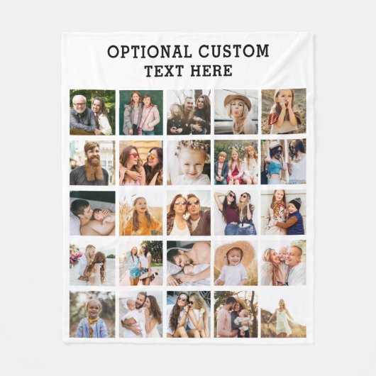Eenvoudige zwarte fotocollage 25 Afbeelding gepers Fleece Deken (Voorkant)