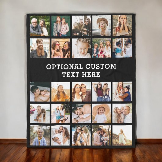 Eenvoudige zwarte fotocollage 25 Afbeelding gepers Fleece Deken