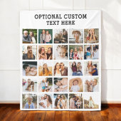 Eenvoudige zwarte fotocollage 25 Afbeelding gepers Fleece Deken