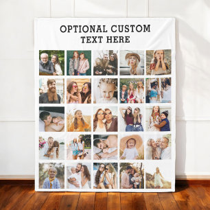 Eenvoudige zwarte fotocollage 25 Afbeelding gepers Fleece Deken