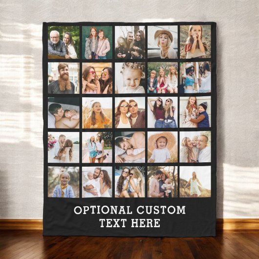 Eenvoudige zwarte fotocollage 25 Afbeelding gepers Fleece Deken