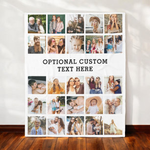 Eenvoudige zwarte fotocollage 25 Afbeelding gepers Fleece Deken