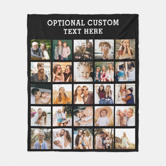 Eenvoudige zwarte fotocollage 25 Afbeelding gepers Fleece Deken (Voorkant)