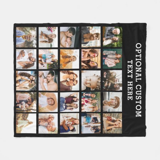 Eenvoudige zwarte fotocollage 25 Afbeelding gepers Fleece Deken (Voorkant (Horizontaal))