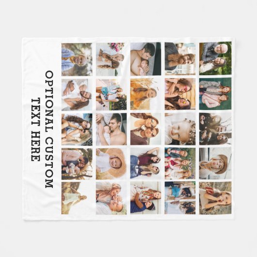 Eenvoudige zwarte fotocollage 25 Afbeelding gepers Fleece Deken (Voorkant (Horizontaal))