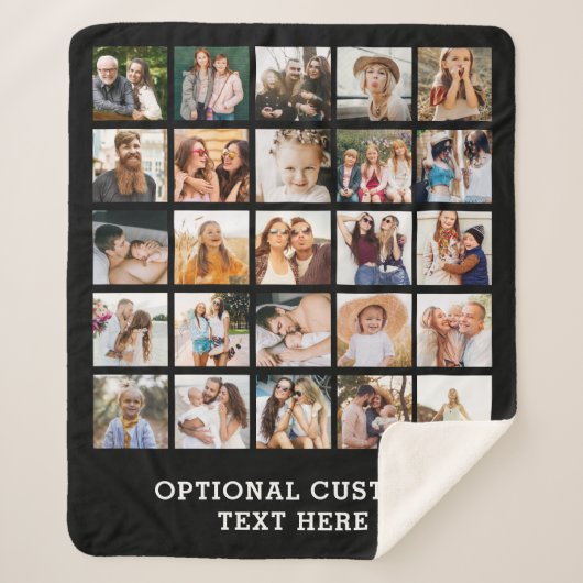 Eenvoudige zwarte fotocollage 25 Afbeelding gepers Sherpa Deken (Voorkant)