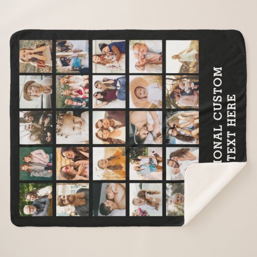 Eenvoudige zwarte fotocollage 25 Afbeelding gepers Sherpa Deken (Voorkant (horizontaal))
