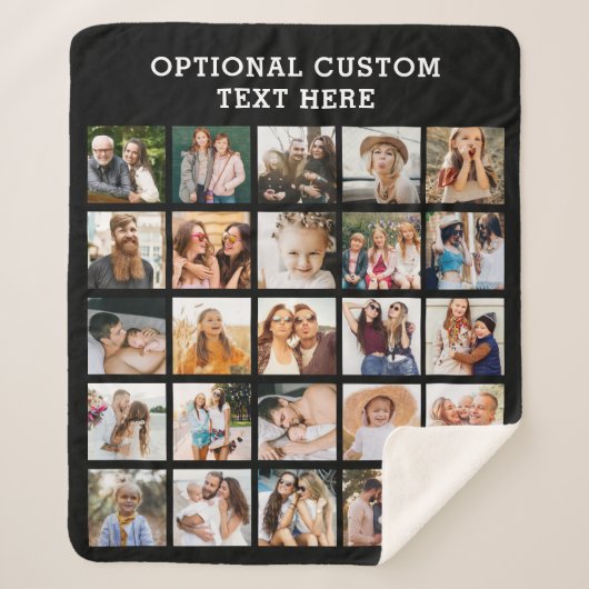Eenvoudige zwarte fotocollage 25 Afbeelding gepers Sherpa Deken (Voorkant)