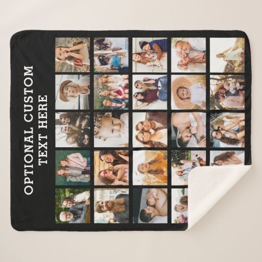 Eenvoudige zwarte fotocollage 25 Afbeelding gepers Sherpa Deken (Voorkant (horizontaal))