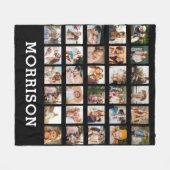 Eenvoudige Zwarte Fotocollage 30 Afbeelding Gepers Fleece Deken (Voorkant (Horizontaal))