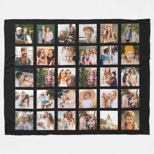 Eenvoudige Zwarte Fotocollage 30 Afbeelding Gepers Fleece Deken (Voorkant (Horizontaal))