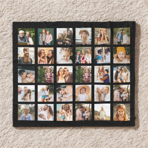 Eenvoudige Zwarte Fotocollage 30 Afbeelding Gepers Fleece Deken