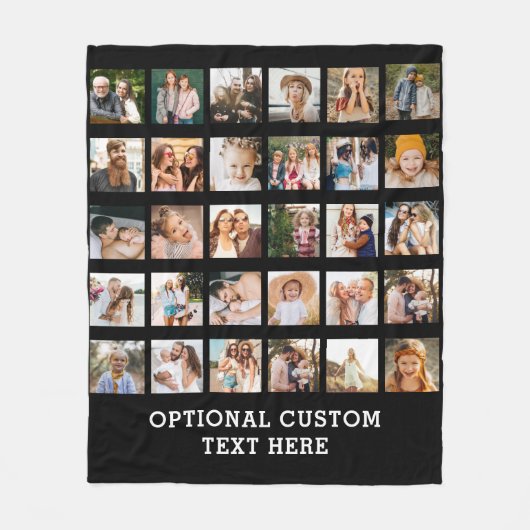 Eenvoudige Zwarte Fotocollage 30 Afbeelding Gepers Fleece Deken (Voorkant)