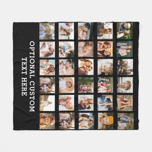 Eenvoudige Zwarte Fotocollage 30 Afbeelding Gepers Fleece Deken (Voorkant (Horizontaal))