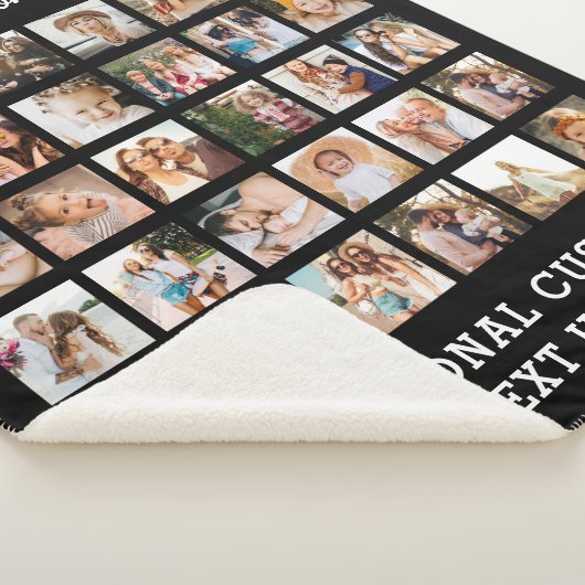 Eenvoudige Zwarte Fotocollage 30 Afbeelding Gepers Sherpa Deken (3/4)