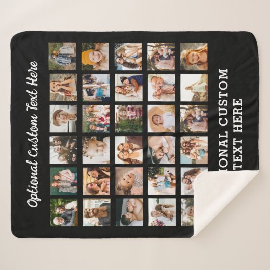 Eenvoudige Zwarte Fotocollage 30 Afbeelding Gepers Sherpa Deken (Voorkant (horizontaal))