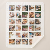 Eenvoudige Zwarte Fotocollage 30 Afbeelding Gepers Sherpa Deken (Voorkant)