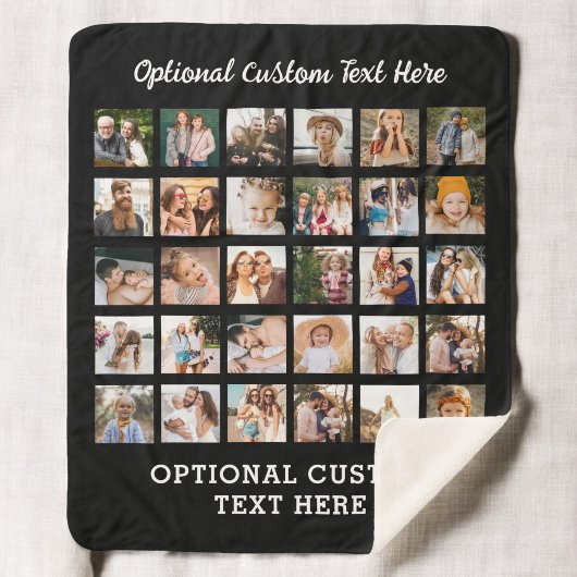 Eenvoudige Zwarte Fotocollage 30 Afbeelding Gepers Sherpa Deken