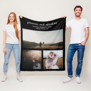 Eenvoudige zwarte fotocollage Modern Fleece Deken