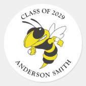 Eenvoudige zwarte gele jas van Afstuderen Ronde Sticker (Voorkant)