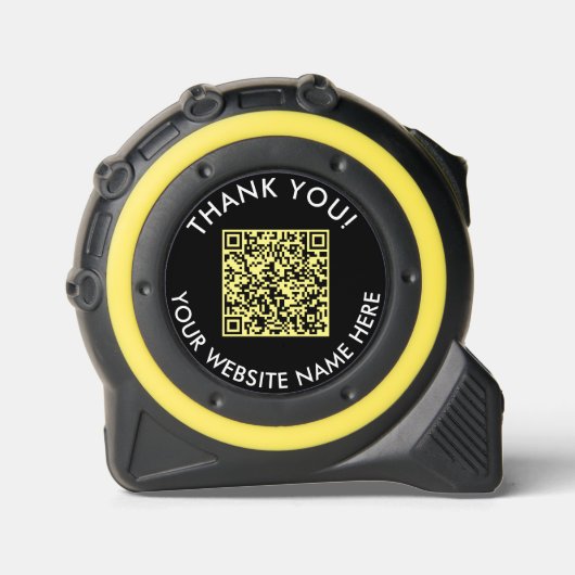 Eenvoudige Zwarte Gele QR Code Promo Zakelijke Web Rolmaat (Voorkant)
