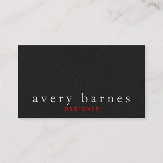 Eenvoudige zwarte, getextureerde lederen look Prof Visitekaartje (Voorkant)