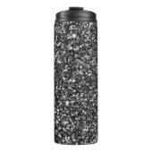 Eenvoudige zwarte glitter en witte vonken thermosbeker (Voorkant)