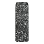 Eenvoudige zwarte glitter en witte vonken thermosbeker (Achterkant)