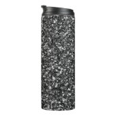 Eenvoudige zwarte glitter en witte vonken thermosbeker (Geroteerd rechts)