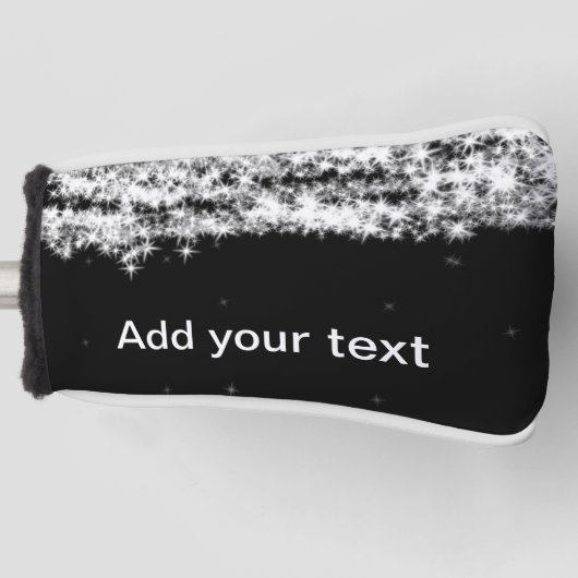 Eenvoudige zwarte glittersparren voegen jouw tekst golfheadcover (Voorkant)
