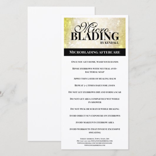 Eenvoudige zwarte Gold-instructie voor Eyebrow Aft Bedankkaart (Voorkant / Achterkant)