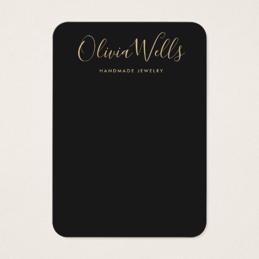 Eenvoudige zwarte Gold Script Earning Display Card Visitekaartje (Voorkant)