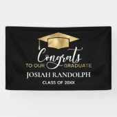 Eenvoudige zwarte goudbanner voor Afstuderen Spandoek (Horizontaal)