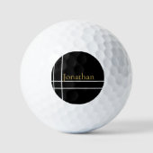 Eenvoudige zwarte gouden minimalistische aangepast golfballen (Voorkant)