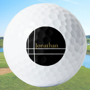 Eenvoudige zwarte gouden minimalistische aangepast golfballen