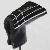 Eenvoudige zwarte gouden minimalistische aangepast golfheadcover (3/4 voorkant)