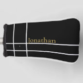 Eenvoudige zwarte gouden minimalistische aangepast golfheadcover (Voorkant)